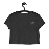 Heather Grey Loose Crop Tee with Embroidery